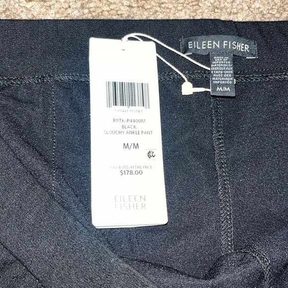 Eileen Fisher Washable Stretch Crepe Slouchy Ankle Pants Black Medium - Picture 11 of 12